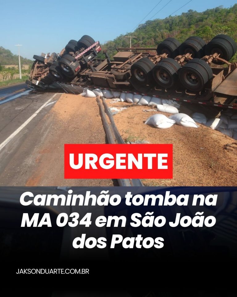 Caminhão tomba na MA 034 em São João dos Patos