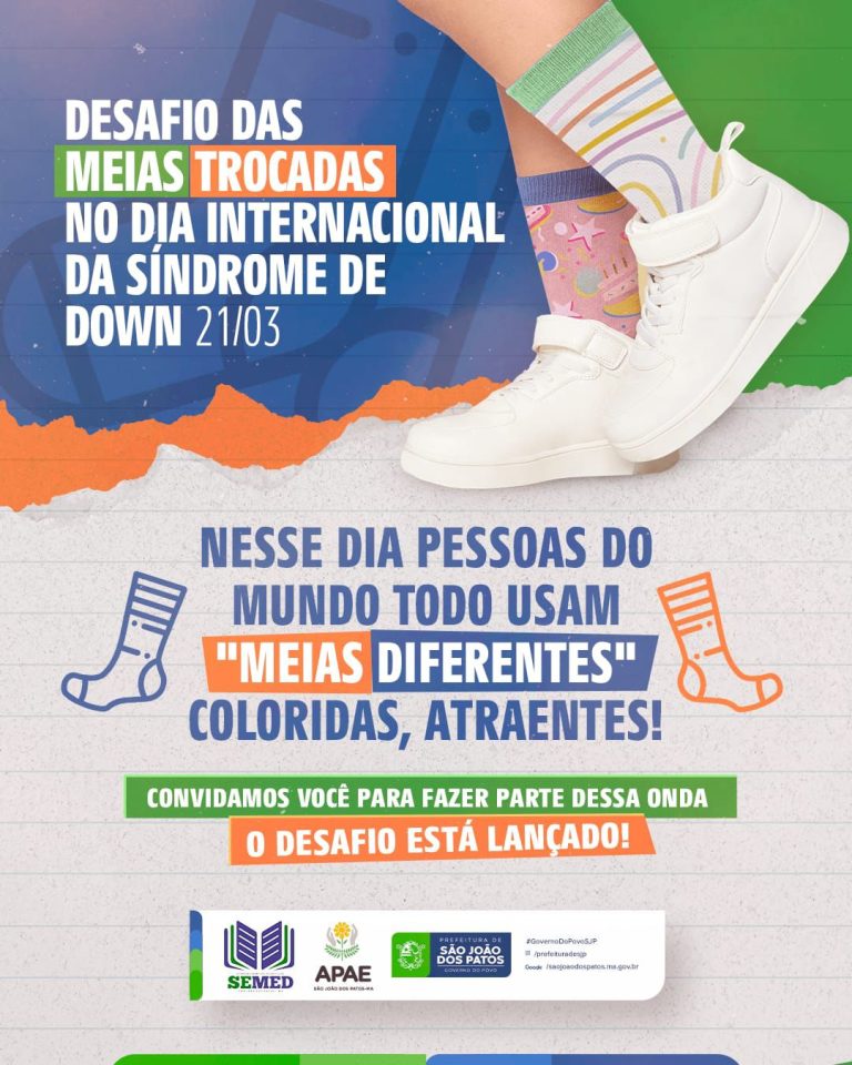 Escolas de São João dos Patos aderem a campanha pelo uso de meias diferentes para sensibilização sobre síndrome de Down
