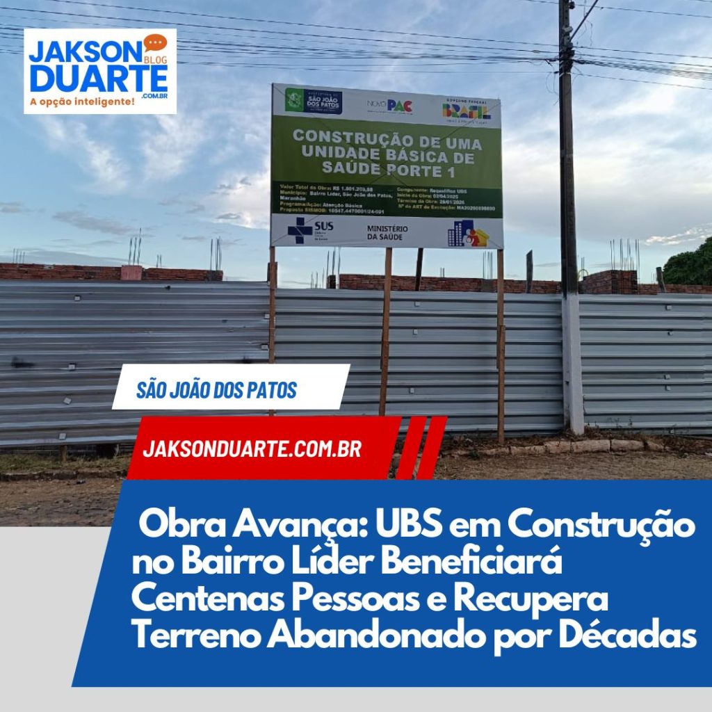 Obra Avança: UBS em Construção no Bairro Líder Beneficiará  Centenas Pessoas e Recupera Terreno Abandonado por Décadas