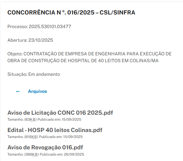 Governo Brandão irá Construir um Hospital de 40 Leitos em Colinas Governo Brandão irá Construir um Hospital de 40 Leitos em Colinas