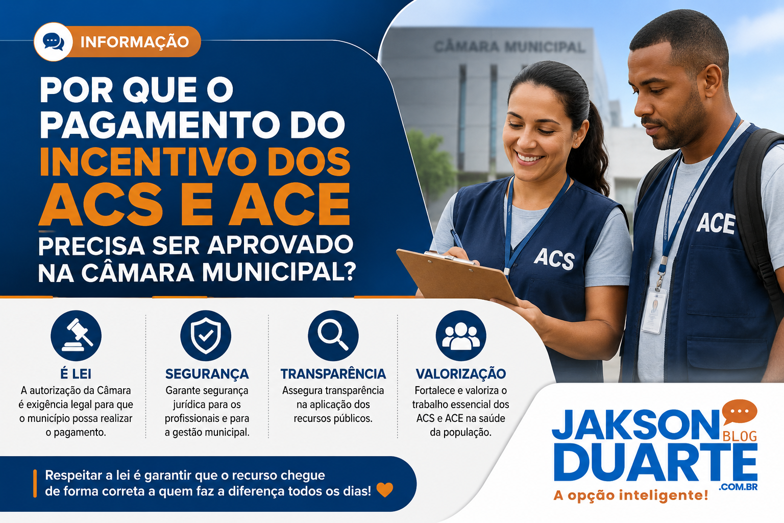 Entenda Porque o pagamento do Incentivo dos ACS e ACE precisa ser aprovado na Câmara Municipal