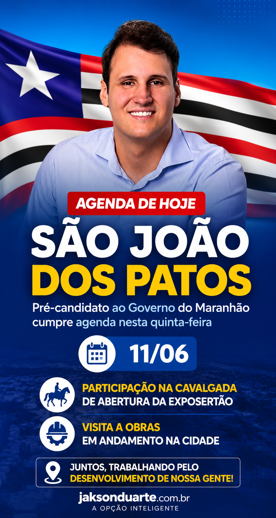 Orleans Brandão cumpre agenda nesta quinta-feira em São João dos Patos